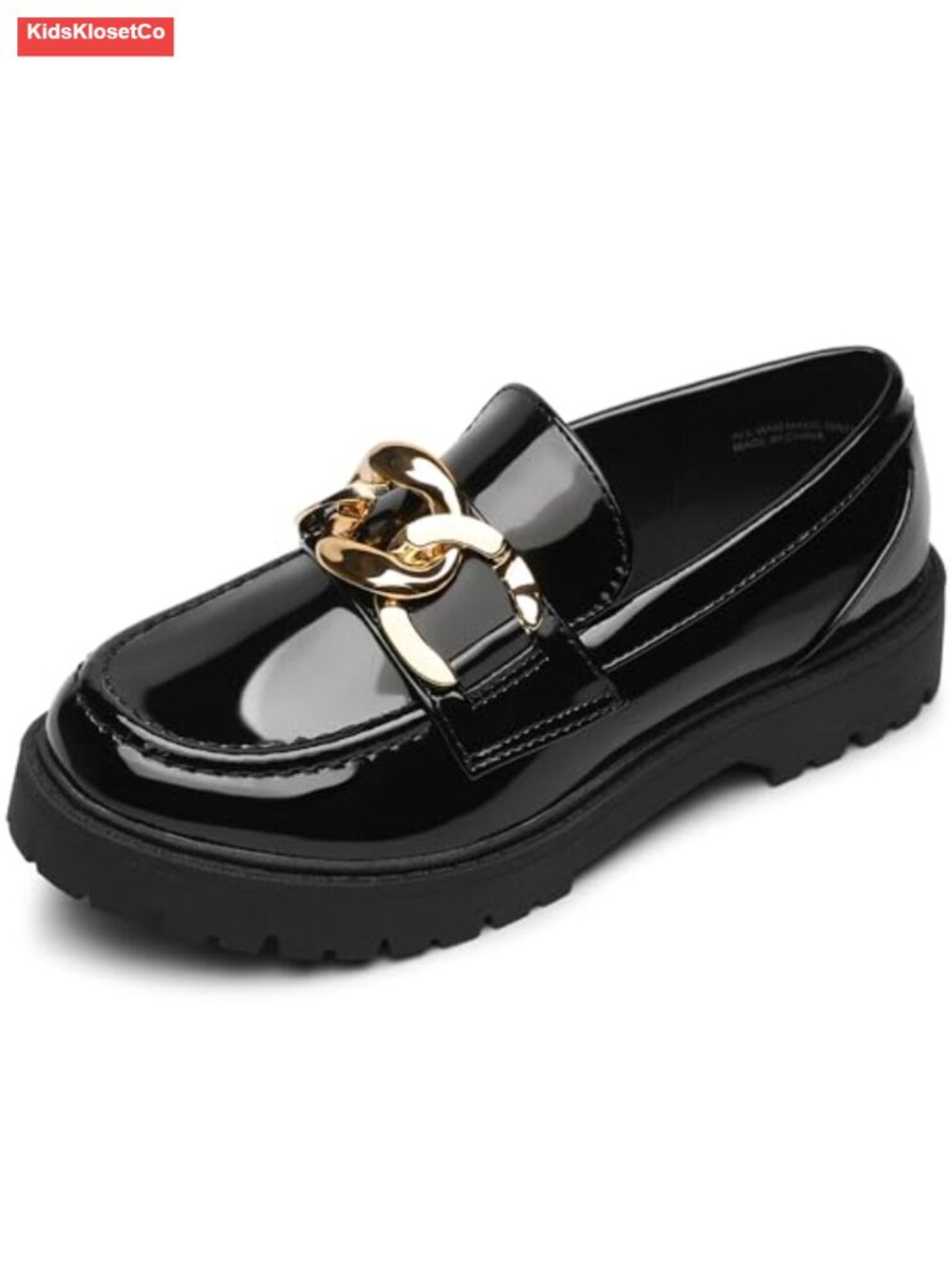 Girl's Platform Loafers Slip On Chain Chunky Shoes Round Toe School Uniform